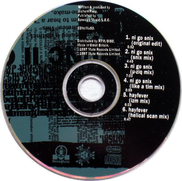 Speedy J - Ni Go Snix (CD) | Near Mint (NM) Near Mint (NM)--