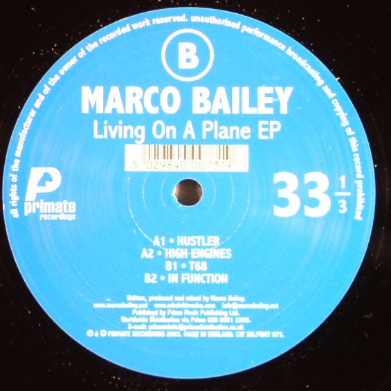 Marco Bailey - Living On A Plane EP | Near Mint (NM) Very Good Plus Plus (VG++)--