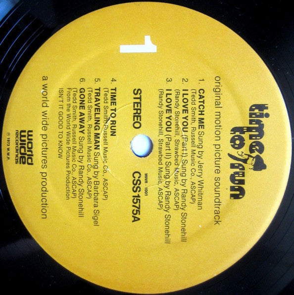 Tedd Smith - Time To Run (Original Motion Picture Soundtrack) | Very Good (VG) Near Mint (NM)-