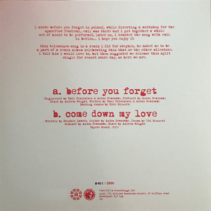 The Brian Jonestown Massacre Vs The Telescopes - Before You Forget / Come Down My Love | Mint (M) Mint (M)-