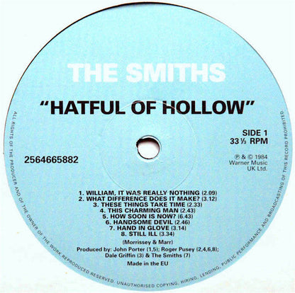 The Smiths Hatful Of Hollow Rhino Records (2), Rhino Records (2) LP, Comp, RE, 180 Mint (M) Mint (M)-