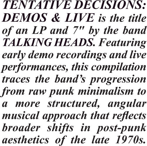 The Talking Heads - Tentative Decisions: Demos & Live (2xVINYL & 7") | Mint (M) Mint (M)-