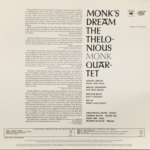 The Thelonious Monk Quartet - Monk's Dream | Mint (M) Mint (M)-