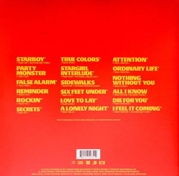 The Weeknd - Starboy (2x Red Translucent Vinyl) | Mint (M) Mint (M)-