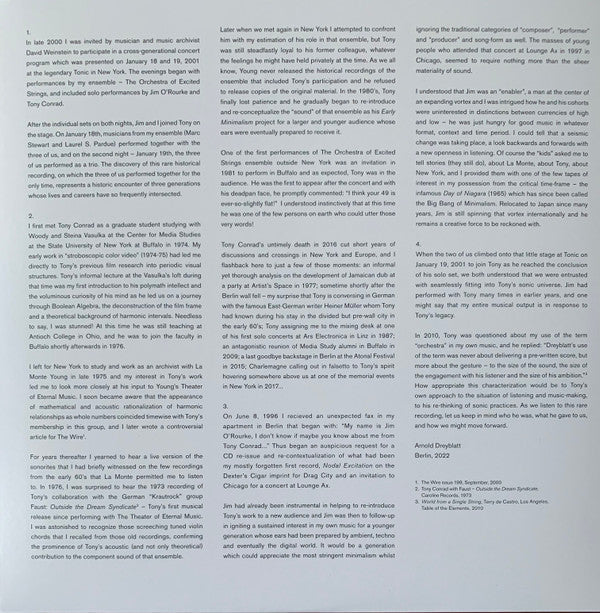 Tony Conrad, Arnold Dreyblatt, Jim O'Rourke - Tonic 19-01-2001 | Mint (M) Mint (M)-