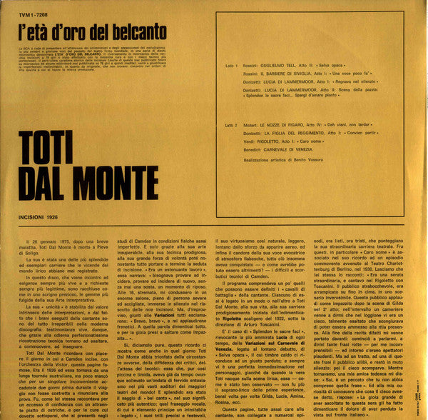 Toti Dal Monte | Near Mint (NM) Very Good Plus (VG+)-