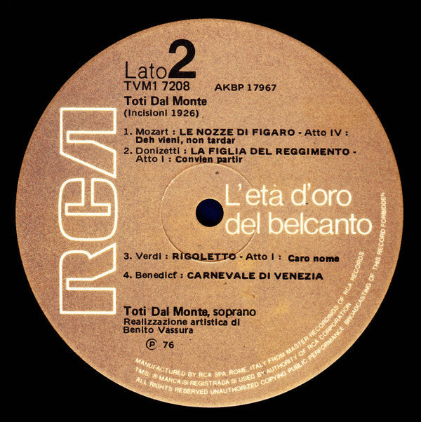 Toti Dal Monte | Near Mint (NM) Very Good Plus (VG+)-