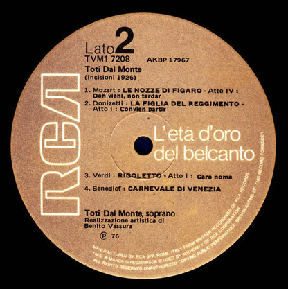 Toti Dal Monte | Near Mint (NM) Very Good Plus (VG+)-