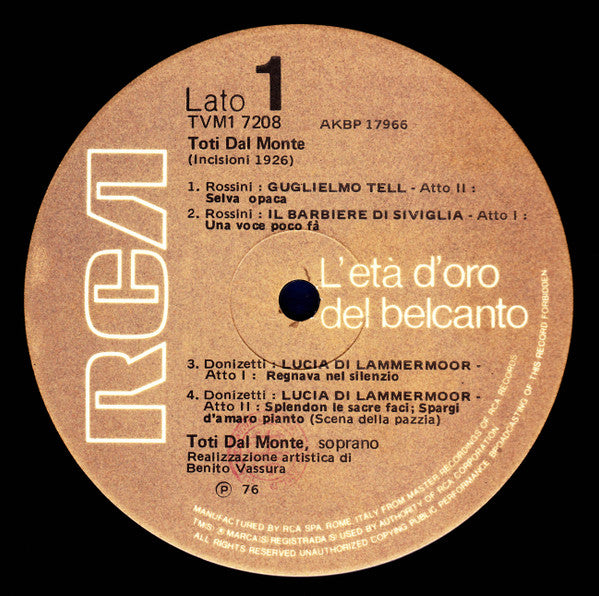 Toti Dal Monte | Near Mint (NM) Very Good Plus (VG+)-