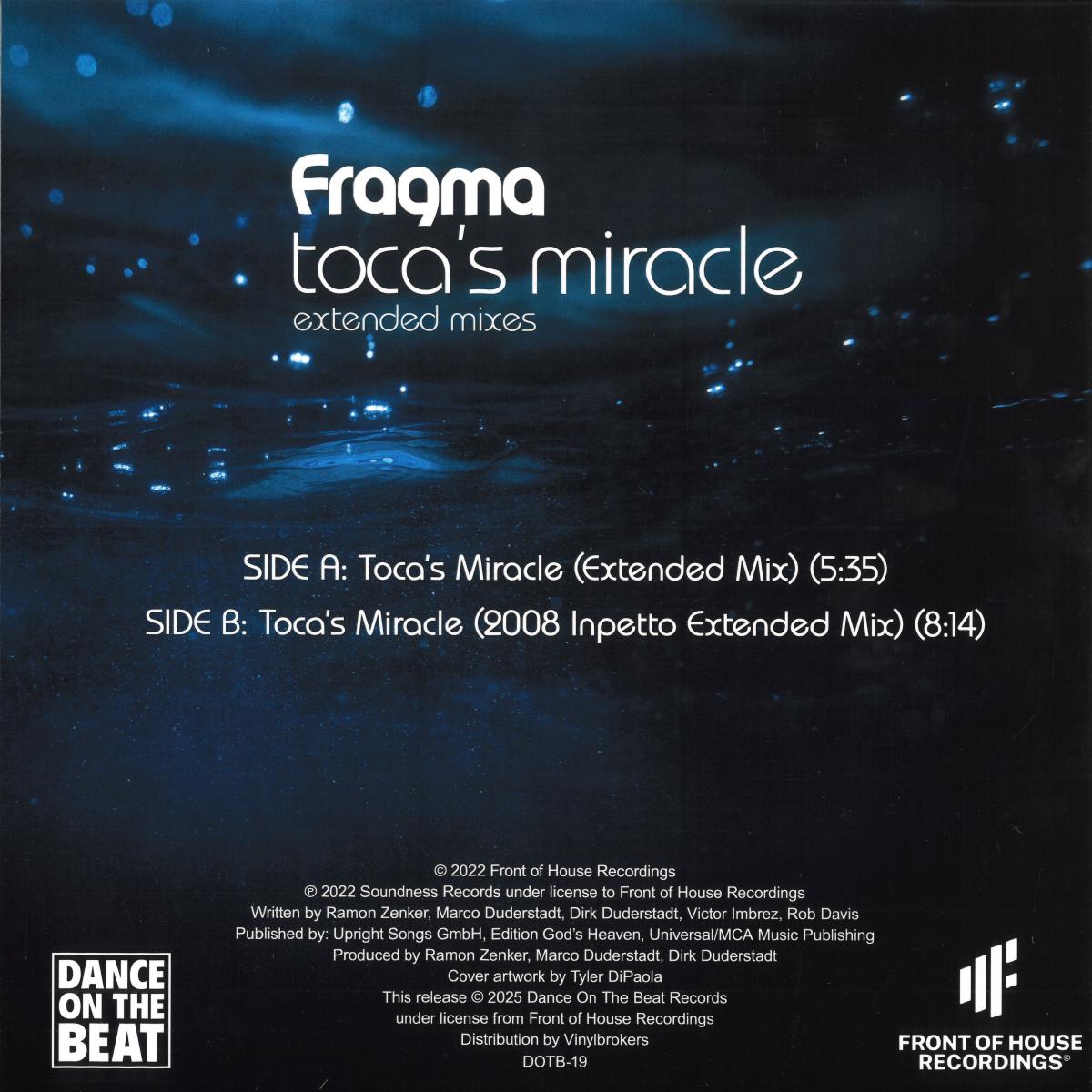 Fragma - Toca's Miracle (Extended Mixes) (PURPLE VINYL 12" Dance On The Beat DOTB-19P 2026) | NEW-