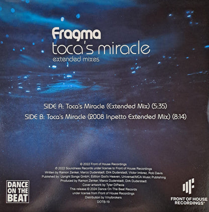 Toca's Miracle (Extended Mixes)(WHITE VINYL) | Mint (M) Mint (M)-