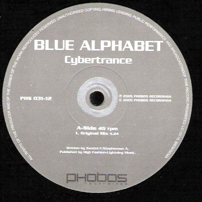 Blue Alphabet - Cybertrance (VINYL) | Near Mint (NM) Excellent+ (EX+)-