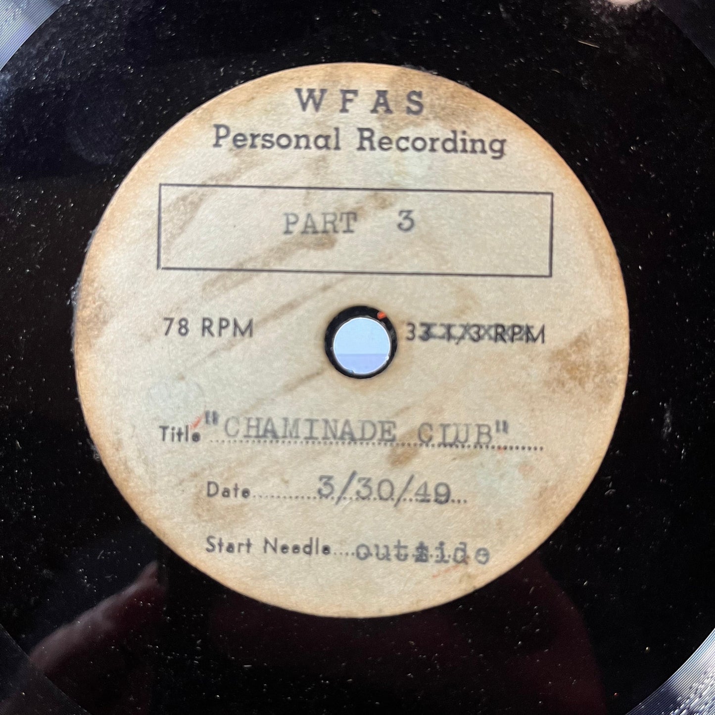 WFAS - CHAMINADE CLUB 3/30/49 (78RPM 12" RECORD) | Excellent (EX) Generic--