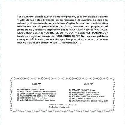 Virgilio Armas Y Su Cuarteto - Espejismo (VINYL) | Mint (M) Mint (M)-