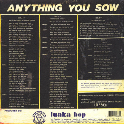 William Onyeabor - Anything You Sow | Mint (M) Mint (M)-