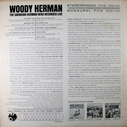 Woody Herman - The Swinging Herman Herd Recorded Live | Near Mint (NM) Very Good Plus (VG+)-