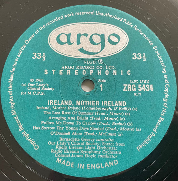 Our Lady's Choral Society - Ireland, Mother Ireland *UK* | Near Mint (NM) Near Mint (NM)--