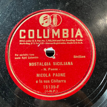 Nicola Paone - Nostalgia Siciliana / Zio Nicola (10" 78RPM RECORD) | Very Good (VG) Generic--