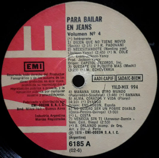 Various - Para Bailar En Jeans - Vol. 4 | Excellent (EX) Generic-