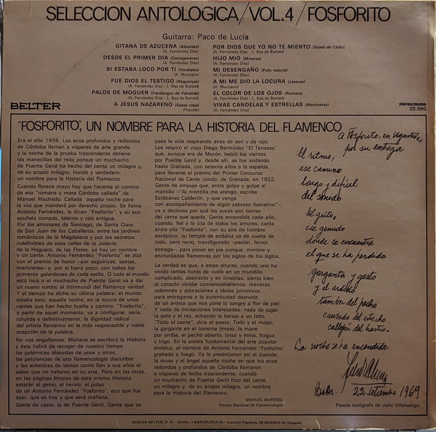 Fosforito - Seleccion Antologica / Vol. 4 *SPAIN* | Near Mint (NM) Excellent (EX)-