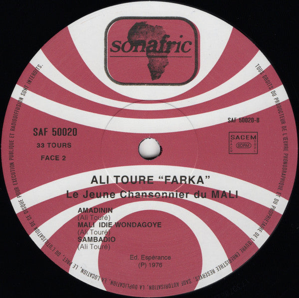 Ali Farka Touré - Special Biennale Du Mali: Le Jeune Chansonnier Du Mali (VINYL LP Sonafric SAF 50020) | Mint (M) Mint (M)--