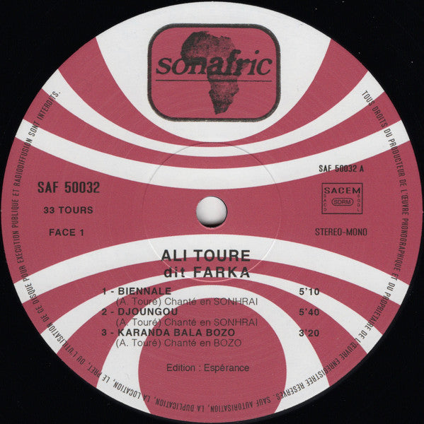 Ali Farka Touré - Ali Toure Farka (VINYL LP Sonafric SAF 50032 2018) | Mint (M) Mint (M)--