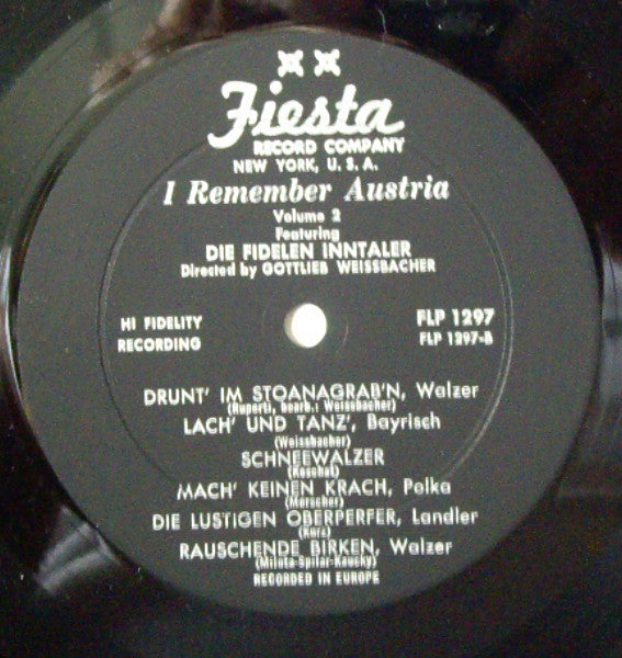 Die Fidelen Inntaler - I Remember Austria Volume 2 (VINYL) | Excellent+ (EX+) Excellent+ (EX+)--