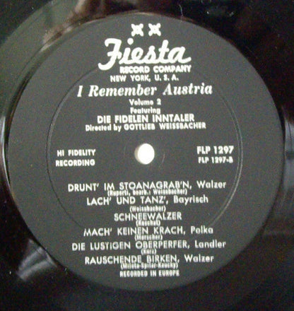 Die Fidelen Inntaler - I Remember Austria Volume 2 (VINYL) | Excellent+ (EX+) Excellent+ (EX+)--