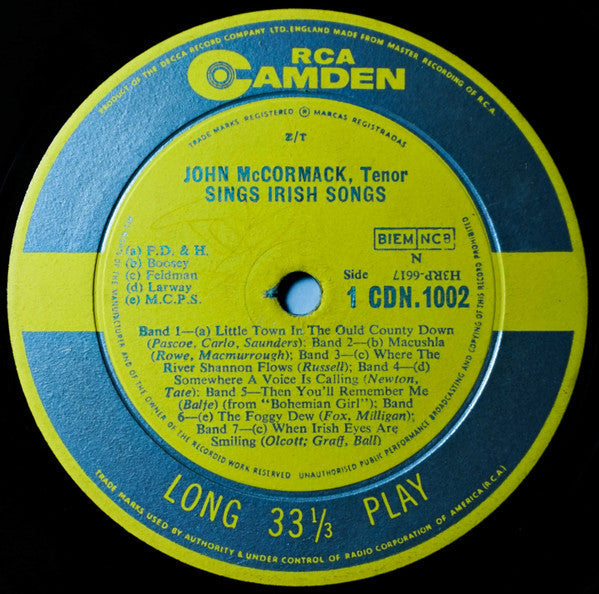 John McCormack (2) - John McCormack Sings Irish Songs | Excellent (EX) Very Good Plus (VG+)--