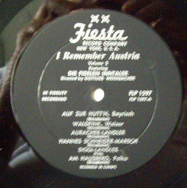 Die Fidelen Inntaler - I Remember Austria Volume 2 (VINYL) | Excellent+ (EX+) Excellent+ (EX+)--