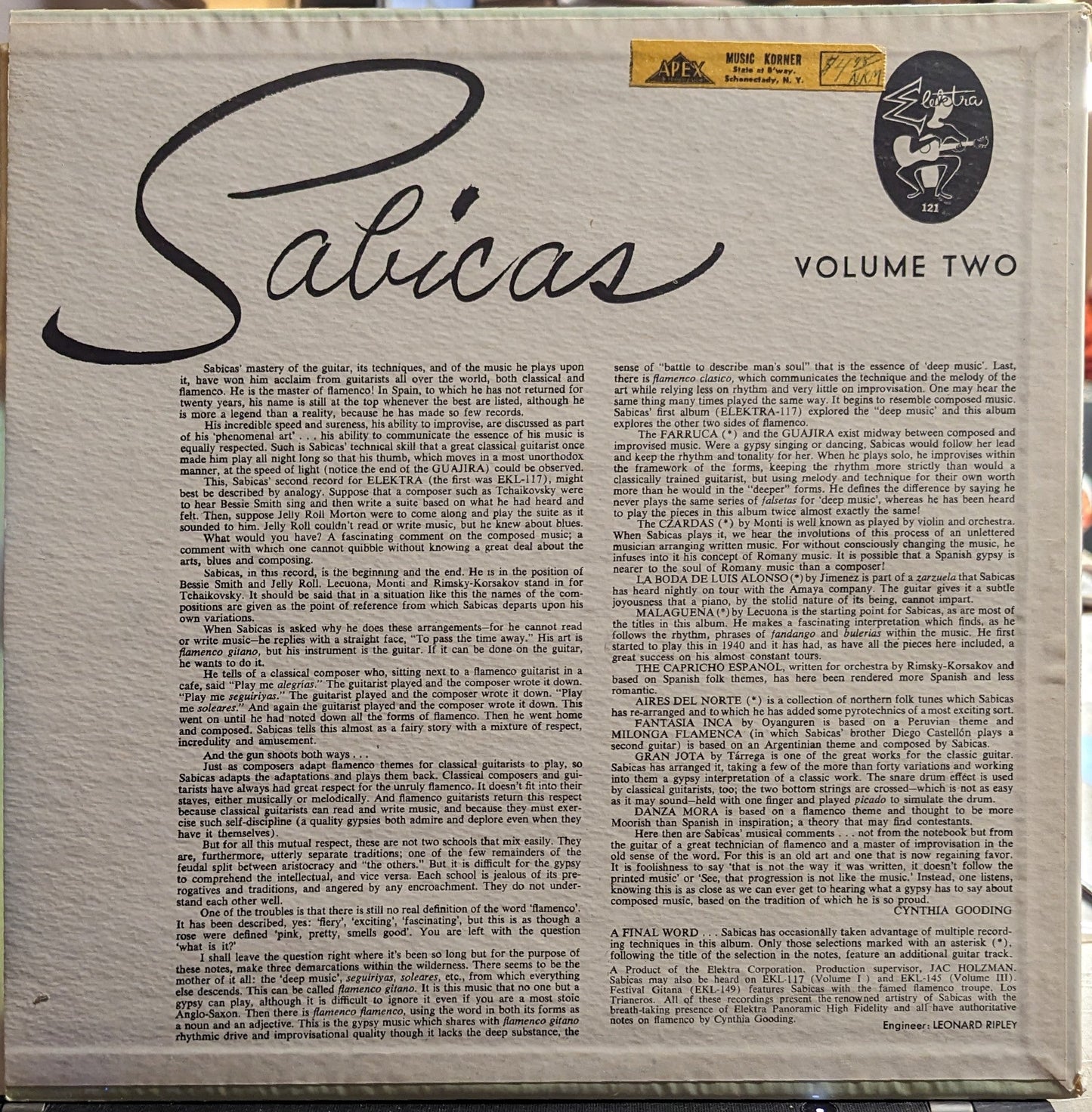 Sabicas - The Greatest Flamenco Guitarist Volume II | Excellent (EX) Excellent (EX)--