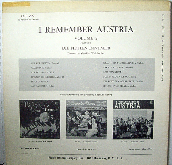 Die Fidelen Inntaler - I Remember Austria Volume 2 (VINYL) | Excellent+ (EX+) Excellent+ (EX+)--