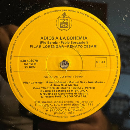 Pablo Sorozabal - Adios A La Bohemia | Excellent (EX) Near Mint (NM)--