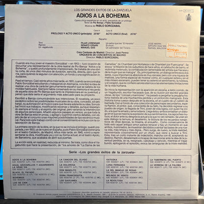 Pablo Sorozabal - Adios A La Bohemia | Excellent (EX) Near Mint (NM)--