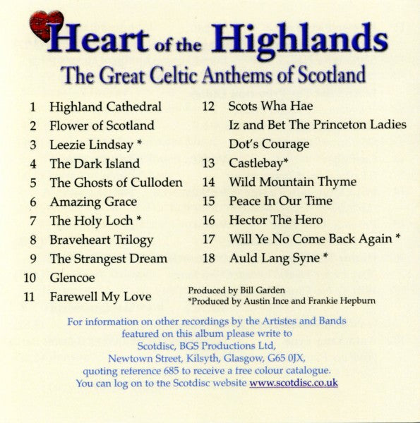 Various - Heart Of The Highlands (The Great Celtic Anthems Of Scotland) (CD) | Near Mint (NM) Excellent (EX)--