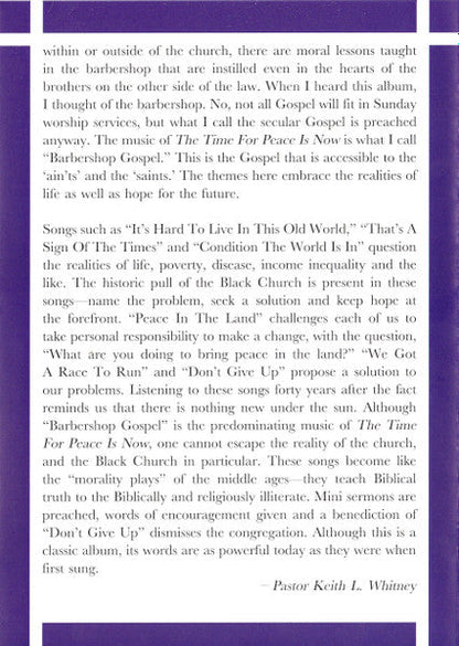 The Time For Peace Is Now (Gospel Music About Us) (CD) | Mint (M) Mint (M)--