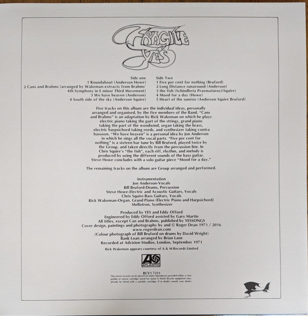 Yes - Fragile (CLEAR VINYL - REISSUE* | Mint (M) Mint (M)-