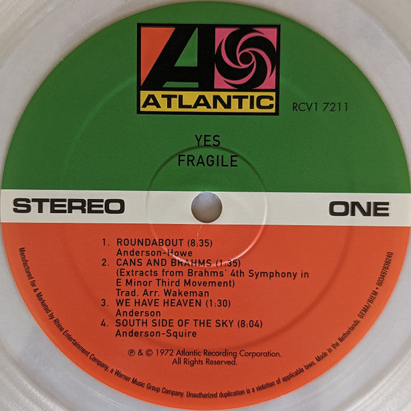 Yes - Fragile (CLEAR VINYL - REISSUE* | Mint (M) Mint (M)-