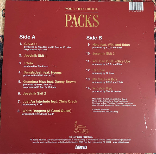 Your Old Droog - Packs (GOLD VINYL) | Mint (M) Mint (M)-
